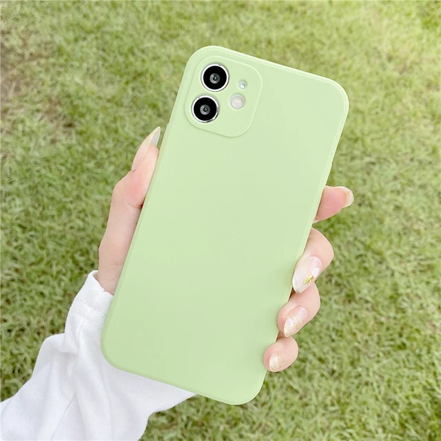 Soft Silicone Candy Colour Phone Case For iPhone 11 12 Pro Max 13Mini Camera Protection XS X XR 7 8 Plus SE2020 Matte Shockproof Fluorescent Green