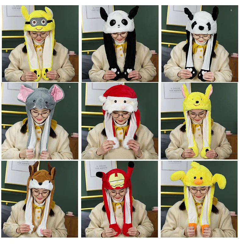 

Cartoon Rabbit Hat Cap Moving Ears Cute Cartoon Toy Hat Airbag Kawaii Funny Toy Cap Kids Plush Toy Birthday Gift Hat Girls Gift