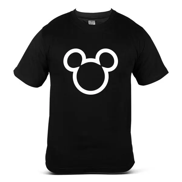 

6214-BK Mickey Minnie Mouse Icon Head Bold Outline Simple Black Men Tee T-shirt Short Sleeve Tee Shirt Free Shipping cheap whole