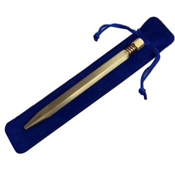 

HOT-Newest Brass Pen Hexagon Design Twist Retractable Ballpoint Pen Office Writing Tool Craft Stationery