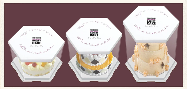 1,PET hexagon round Print transparent cake box,butterfly,Clear,681012 inch,exhibition,Storage,packaing,plastic,Holiday supplies,Birthday Cake,Party,wedding,gift,Flower,  (14)