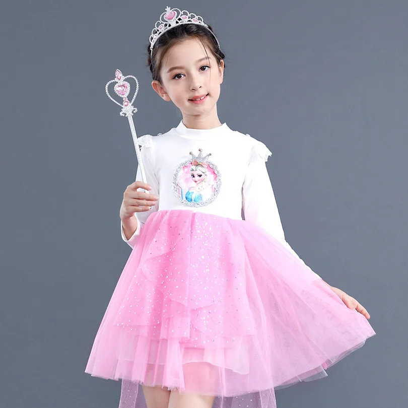 B Only dress Новинка; платье принцессы Анны и Эльзы для маленьких девочек; осеннее платье с длинными рукавами для девочек на Хэллоуин; платье для костюмированной вечеринки; рождественское платье; детская одежда - Цвет: B Only dress