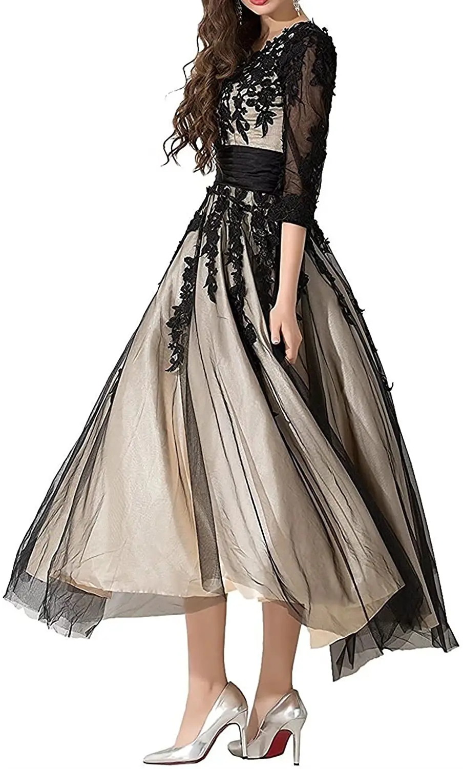 

Женское Тюлевое вечернее платье для мамы на выпускной, кружевное чайное длинное свадебное платье, цветное свадебное платье с завязкой сзади, костюм для ужина