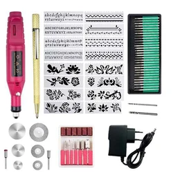 Kit d'outils de gravure, stylo graveur électrique multifonction, bricolage outil rotatif pour bijoux verre céramique bois prise ue 