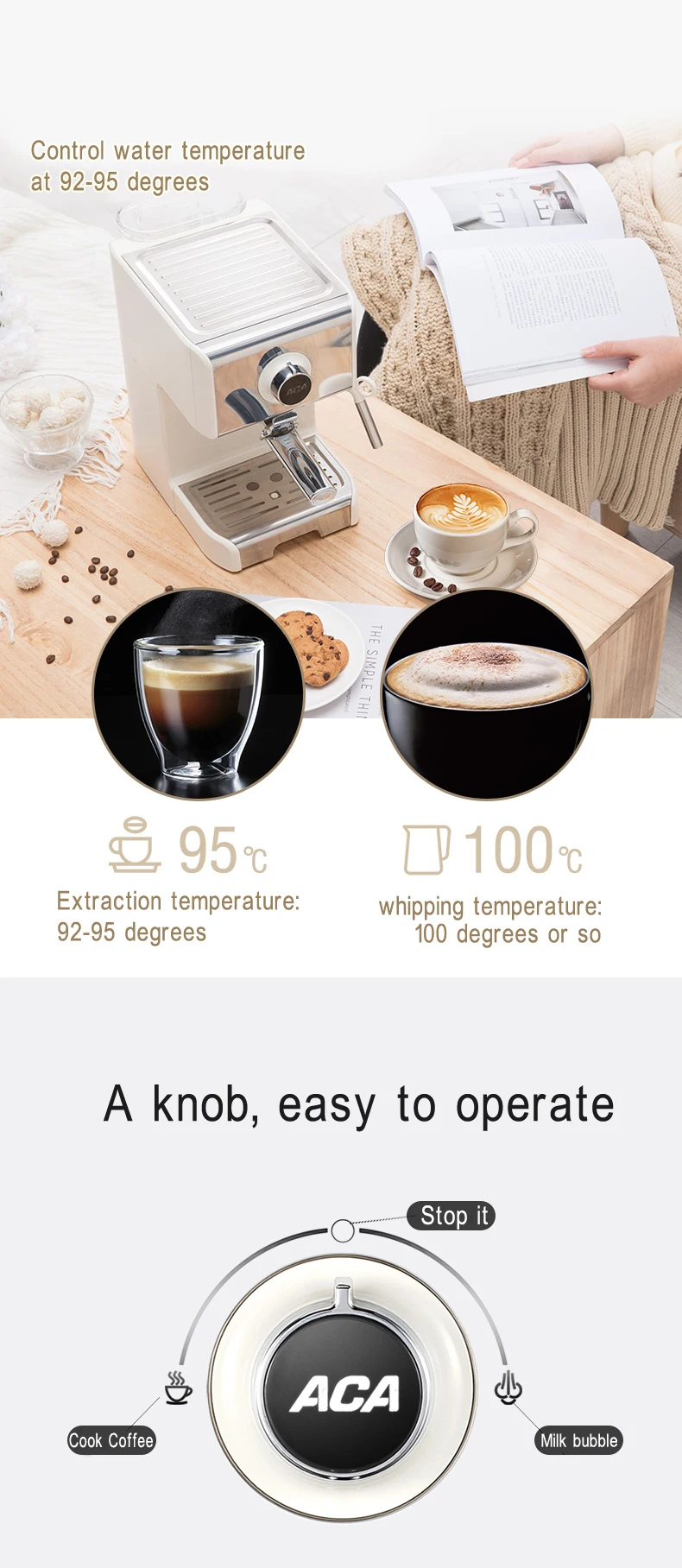 Полуавтоматическая кофемашина, накачанная кофе для домашнего и коммерческого использования, небольшая Паровая молочная пена, одна кнопка управления для быстрого нагрева