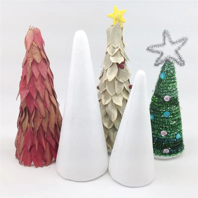 1 Set White Solid DIY Cone Children Handmade Craft Polystyrene Foam Tip  Cone For Home Craft Christmas Foam Cone Toys