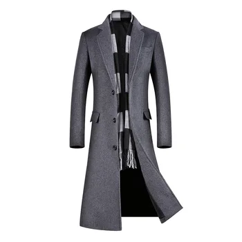 

2020 new woolen coat men's lengthen and thicken woolen overcoat coat business casual young and middle-aged men's clothing coat