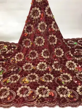 

In 2019 NEW high quality large sequined lace fabric of lacy fabric with colorful Latin clothing net YYZ26892