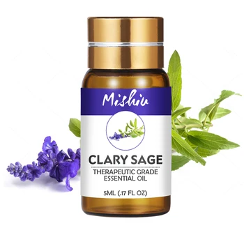 

Mishiu 100% Pure Essential Oil Clary Sage Clove Thyme Jasmine Vanilla Ylang Ylang Basil Citronella Humidifier Relieve Stress 5ML