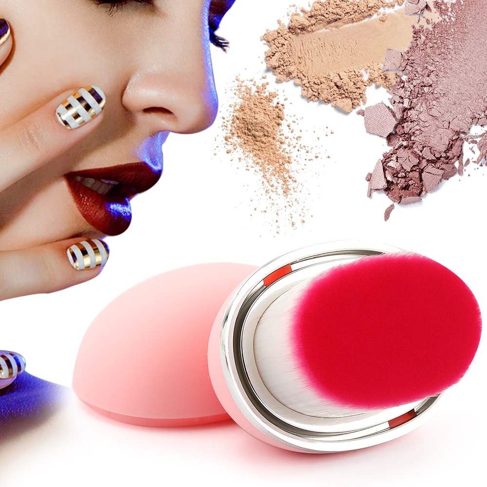 Oval Egg Soft Makeup Brush Cosmetic Foundation Brushes Plastic Handle Blush Loose Powder Tool With Cover Cap | Красота и здоровье