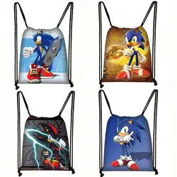 Аниме sonic drawstring сумка для мальчиков и девочек мультфильм рюкзак Подростковые Сумки для хранения детей bookbag дорожные сумки