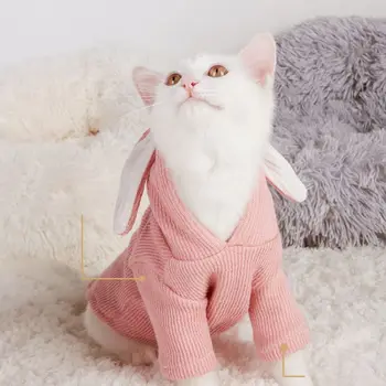 

Pet Jumpsuit For Small Dogs Cats Clothing Costume Cute French Bulldog Hooded Coat Jacket Winter Warm Sweet Rabbit Ears
