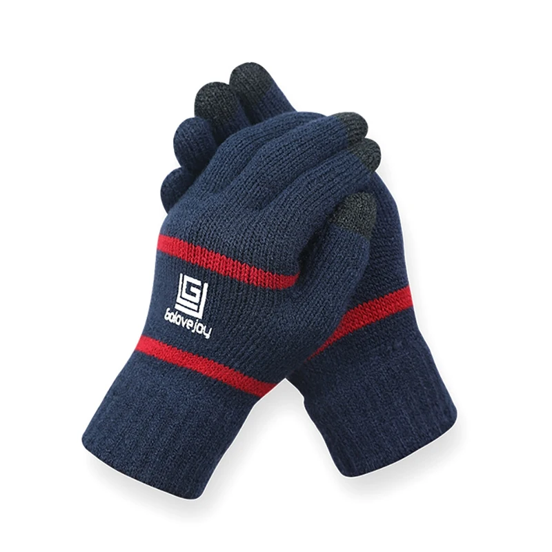 Зимние теплые перчатки вязаные гибкие перчатки на весь палец с сенсорным экраном плотные шерстяные кашемировые перчатки для смартфона