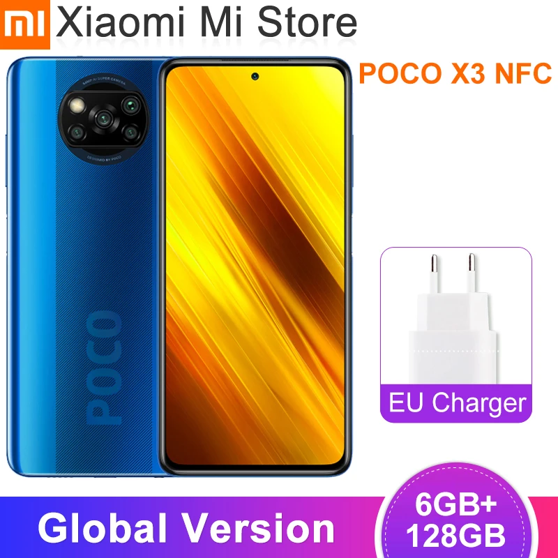 Глобальная версия Xiaomi POCO X3 NFC мобильный телефон 6 ГБ 128 Snapdragon 732 Octa Core 64MP 5160 мАч