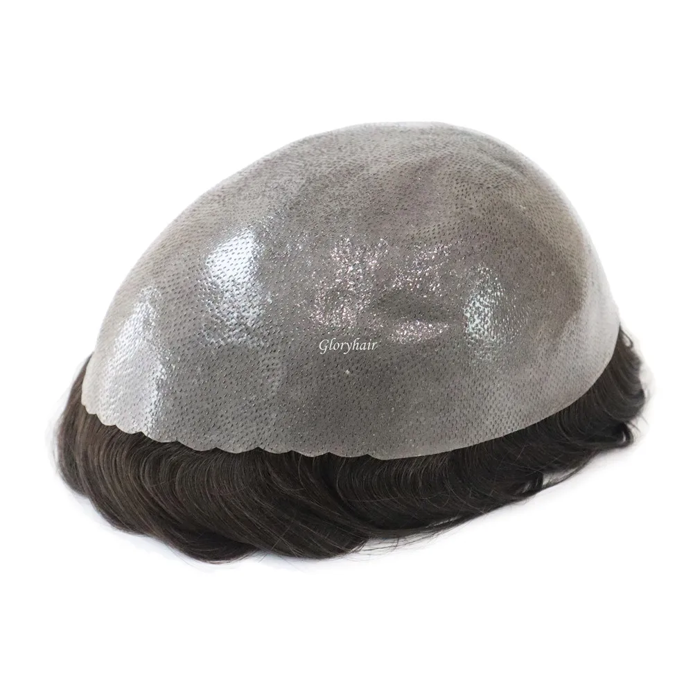 OS21 - 130% Medium Density Skin Toupee India Human Hair Replacement System Natural Men Wig