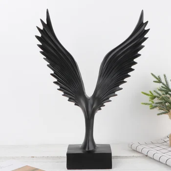 

1pc Eagle Wing Statue Nordic Simple Resin Sculpture Tabletop Decoration Ornament for Living Room Bedroom Wine Cabinet (Black)