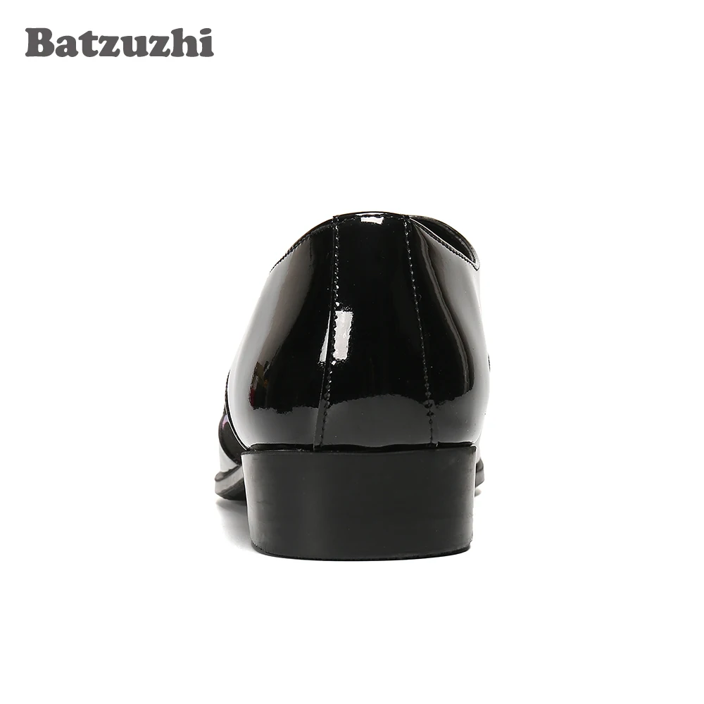 Batzuzhi Chinese Handmade Men Shoes Pointed Toe Color Leather Dress Shoes Men Lace-up, Party and Wedding Shoes Men Business!