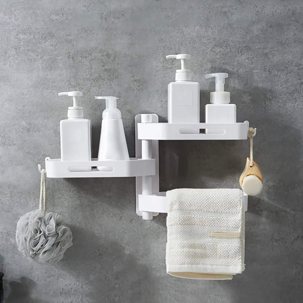 Wall Mounted Home Makeup Bathroom Organizer Drain Corner Self Adhesive Storage Rack Shelf Holders Shampoo 3 Layers Kitchen