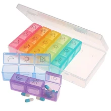 1pc 7-color tablet pílula caixa titular medicina armazenamento organizador recipiente caso 3 linha 21 quadrados semanais 7 dias ferramentas de cuidados de saúde