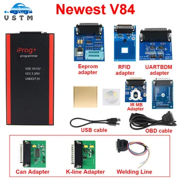 

V84 IPROG+ Key Programmer Odometer Correction Reset Tool Iprog+ IMMO with kline adapte can bus/ IR MB adapter