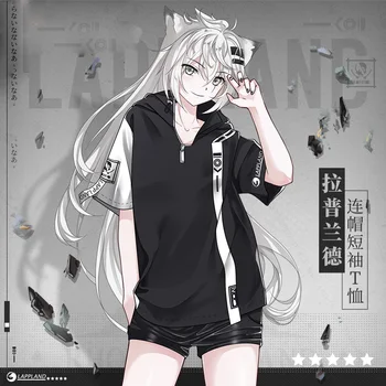 

Anime Game Arknights Lappland Cosplay Fashion Hooded T-shirt Short sleeve Tee Men Women Summer Student Sport Casual Tops