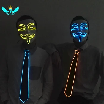 

Light Up LED Flashing Striped Glowing EL Tie Luminous Necktie for Men Club Cosplay Tie TOA