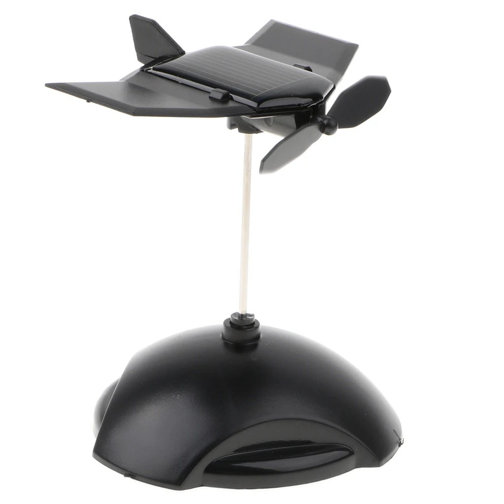 Creative Solar Powered Propeller Rotating Plane Model Bubblehead Toy Auto Car Ornament –Black Propeller