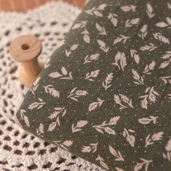 

High quality ramie cotton patchwork Double layer of retro leaf tissu Outerwear, shirt, gown, skirt, garment, sofa towel fabrics