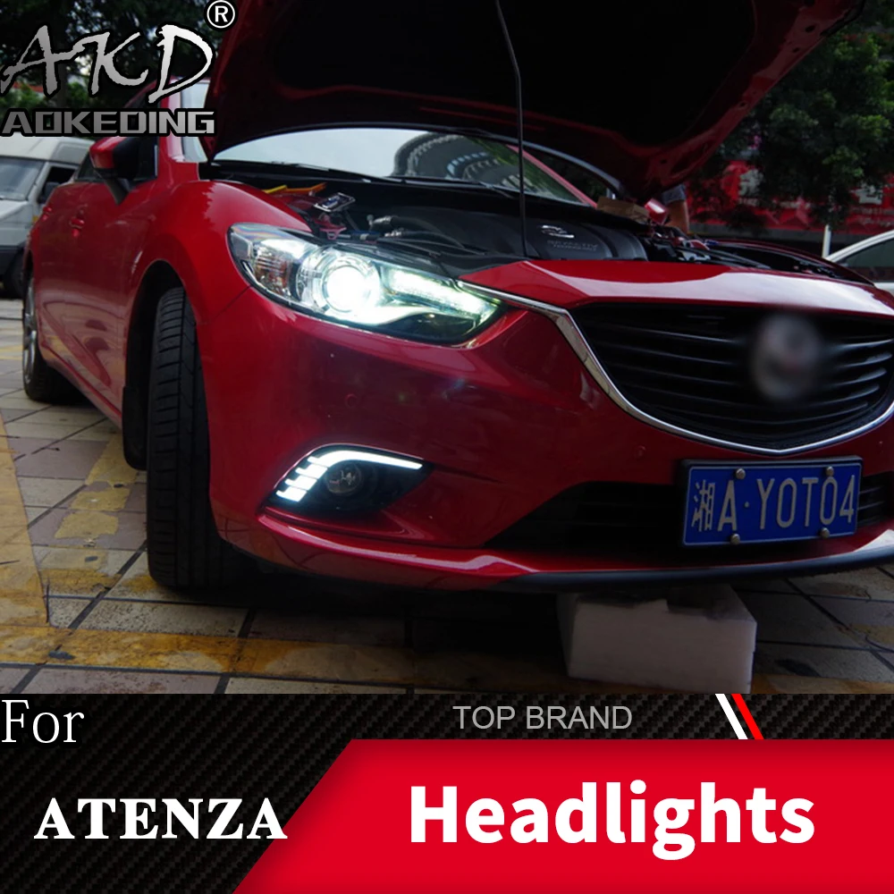 Головной фонарь для автомобиля 2013- Mazda 6 фары на Mazda 6 Atenza Противотуманные фары Дневные ходовые огни DRL H7 светодиодный Биксеноновая лампа автомобильные аксессуары