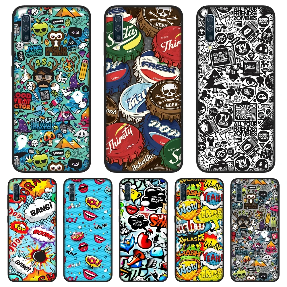 

For Samsung Galaxy A10 A20 A30 A40 Case Silicone Anime Graffiti Sticker Soft Cover For Samsung Galaxy A80 A70 A60 A50 Phone Case