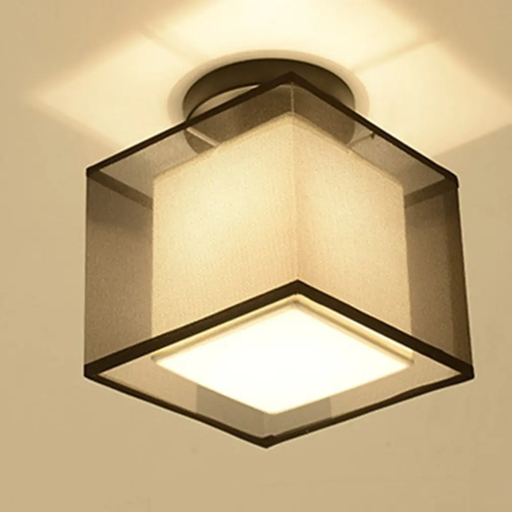 

Traditional Chinese Led Ceiling Light Lamp Hallway Bedroom Living Room Hotel Decorative Lights Fabric Lampshade Ceiling Lamp