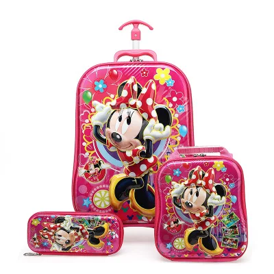 Children Wheeled Backpack Children's School Backpack with Wheel Trolley Luggage Boys Girls School Backpack Gift Bag - Цвет: 5