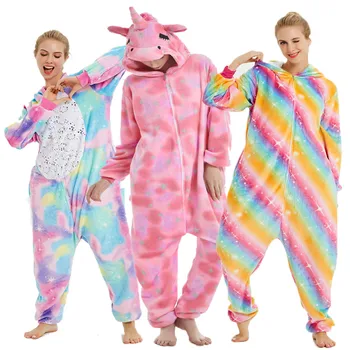 

Women Kigurumi Cosplay Unicorn Pajamas Sets Flannel Kigurumi Pajamas Kids Women Winter Nightie Hooded Pyjamas Sleepwear Cartoon