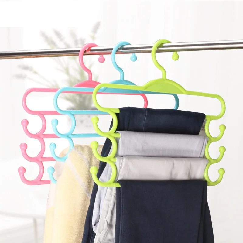 

H Upgrade Fund Fall No Broken Real Trousers Rack 5 Layer Magic Trousers Rack Bring A Hook Non-slip Multi-storey Trousers Rack