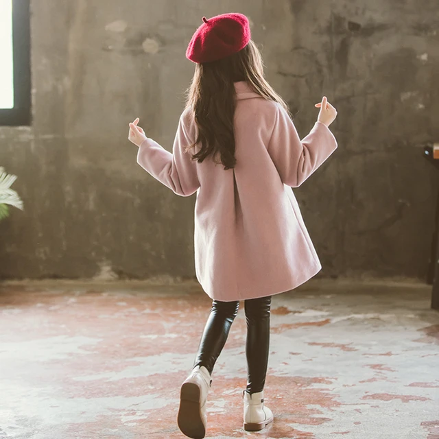 Children Jacket For Girls Winter Wool Warm Overcoat Fashion Girls