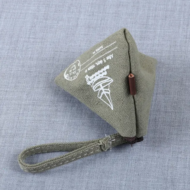Zongzi Shaped Pocket Wallet Triangle Shape Canvas Coin Purse Cute Wallet Creative Retro Holding Bag Fashion Style Popular 1Pcs Sailboat