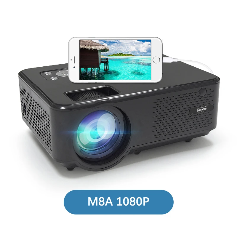 Everycom M8 HD Mini Projector Native 1280 x 720P LED Option Android WiFi Projector Video Home Cinema 3D Smart Movie Proyector samsung projector Projectors