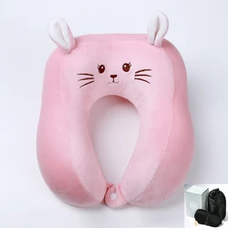U Shaped Memory Foam Travel Pillow Bedding Car Aircraft Neck Massage Pillows Cotton Solid Color Free Eye Mask and Earplugs