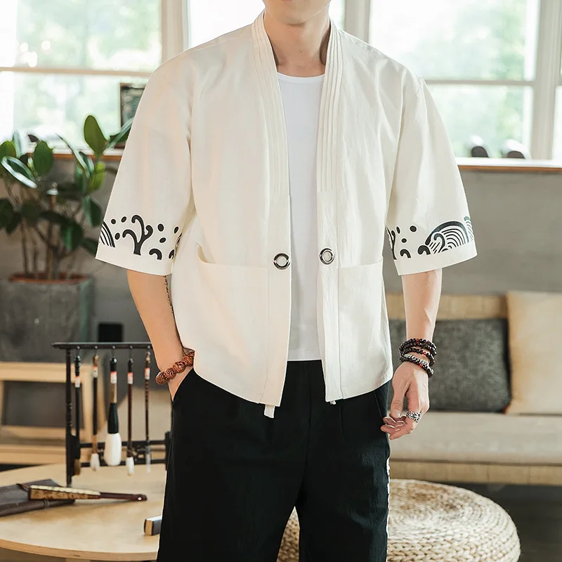 

Printed Kimono Men Japanese Clothing Traditional Male Kimono Cardigan Harajuku Streetwear Samurai Costume Yukata Male Haori