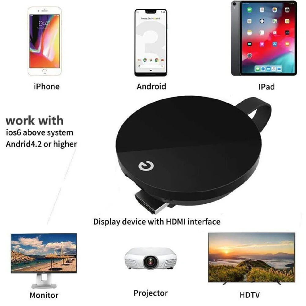 5G Wi Fi Беспроводной Дисплей ключ ТВ Full 1080P Chromecast HDMI Miracast Airplay DLNA литой IOS/Android хром