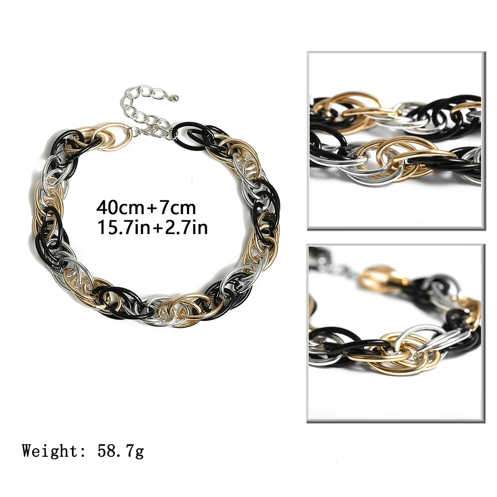 Punk Hip Hop Curb Cuban Twisted Choker Necklace - Image 5