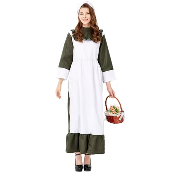 

Dancing Stage Costumes Women Farm Maids Dark Green Cooks Dresses Manor Permance Clos Men Travesty Role Playing Sportswear