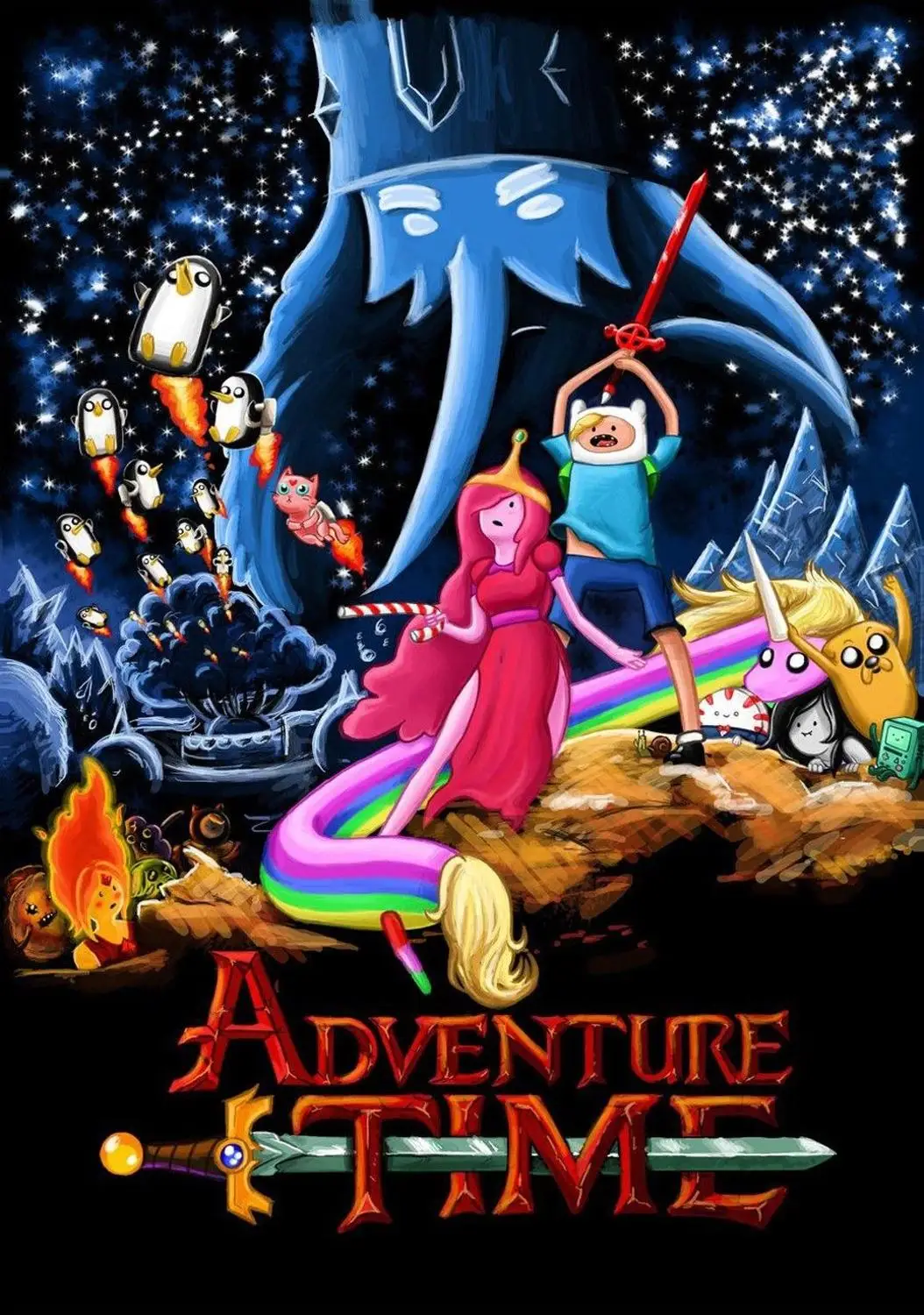 T43 Adventure Time with Finn and Jake 3 Silk Fabric Wall Poster Art Decor Sticker Bright | Дом и сад