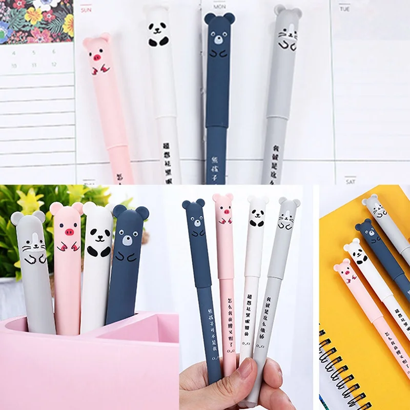 

Cute Kawaii Cartoon Animal Gel Ink Pen Ballpoint 0.38mm Black Ink Student Pens Random