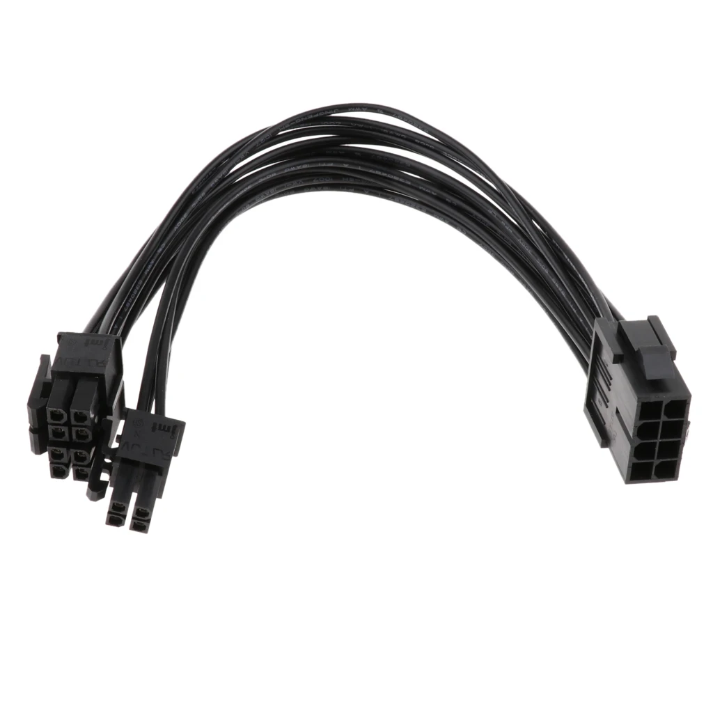 ЦП 8Pin до 8 + 4pin удлинитель питания шнур свинцовая втулка черный 20 см|Компьютерные