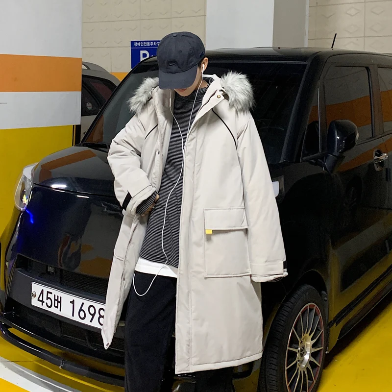 LEGIBLE Long Parka Men Coats Winter Jacket Men Thicken Warm Fur Hooded Outwear Men Coat Long Casual Men's Winter Jackets