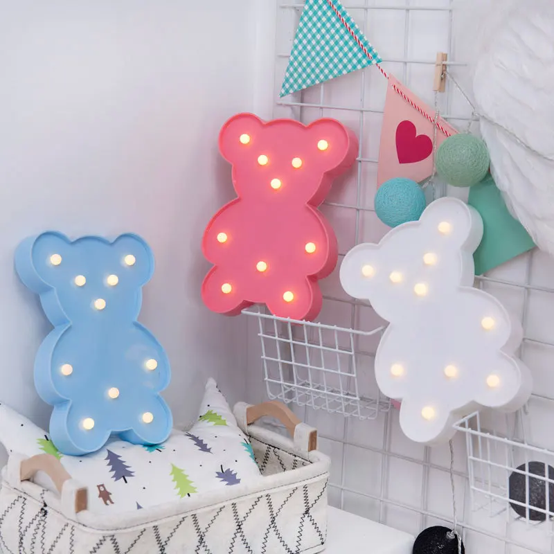 Lanpulux 3D Животные детские ночные светильники мультфильм лев енот панда Моделирование освещение приспособление для детской комнаты декор прикроватная лампа - Испускаемый цвет: Bear