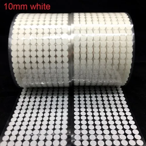 10mm white 100pair 100 пар Самоклеящиеся Застежки лента 10/15/20/25/30 мм сильный клей точки Стикеры крюк и петля; цвет белый, черный; Круглый Монеты нейлоновая лента - Цвет: 10mm white 100pair