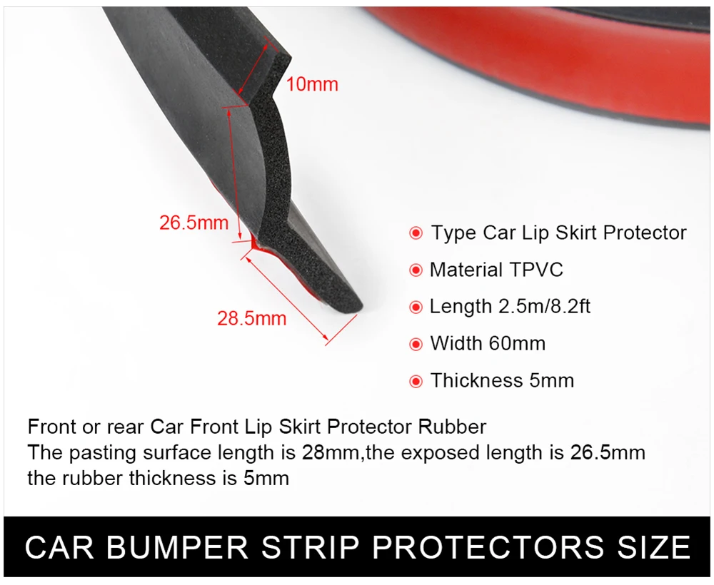 2,5 м автомобильный бампер, наклейки в виде губ, передний бампер автомобиля, губы, резиновый бампер для автомобиля, защитные накладки, наружные накладки, бампер, полоска для губ, ширина 65 мм