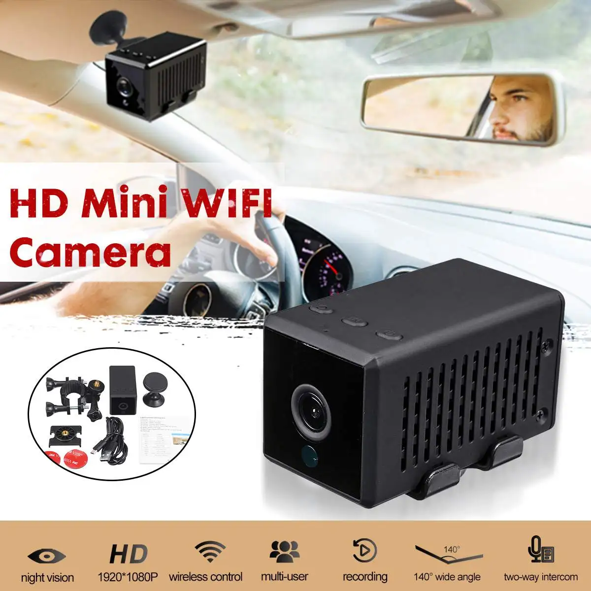 

Mini Camera Mobile-Monitoring Mini Camcorders HD 1080p Sensor Motion Detect Night vision For walls ceilings bicycles Car